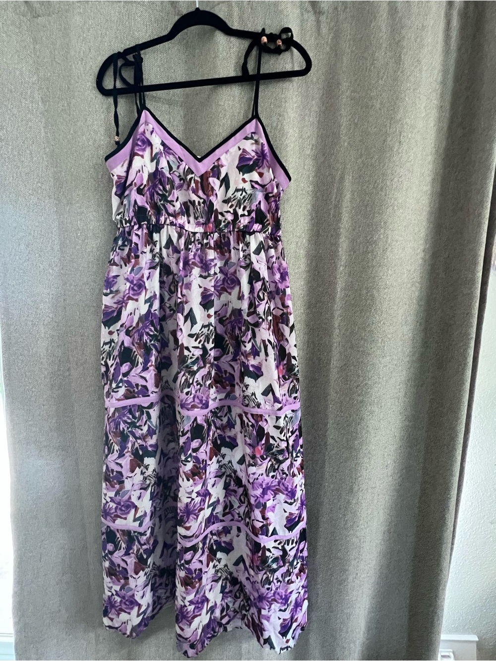 Lavender Floral Tiered Maxi Dress